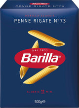 Pasta Barilla Clásica Penne Rigate Nr. 73 de trigo duro de alta calidad, siempre al dente (1 x 500 g)