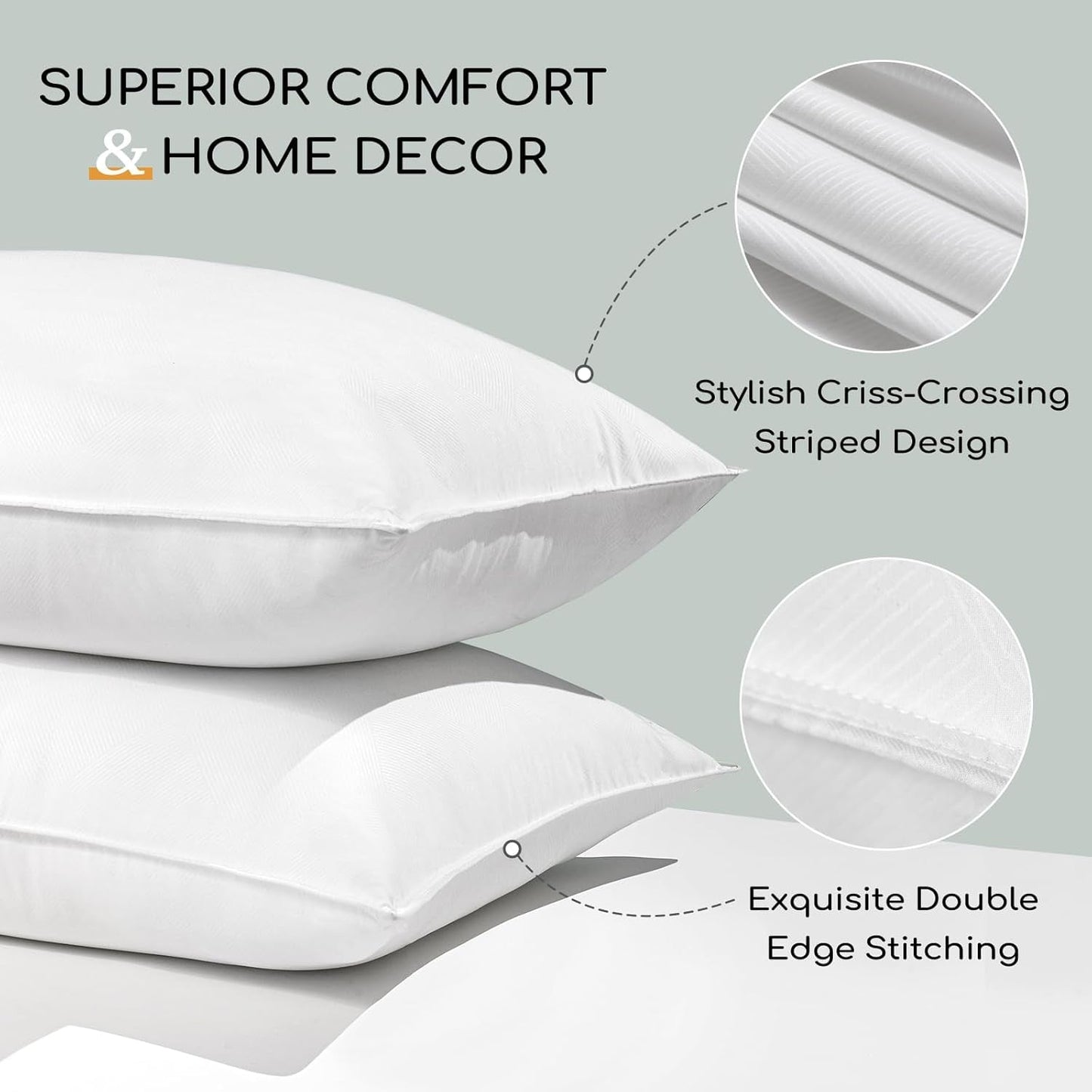 HARBOREST Almohada para Dormir, 2 Piezas, Felpa de Lujo, Almohada Alternativa, Buena para Dormir de Lado y Boca Arriba, Colección de Hotel, Almohada, Tamaño Estándar/Queen, 50,8 X 66 Cm Naty Shop Standard Pillows
