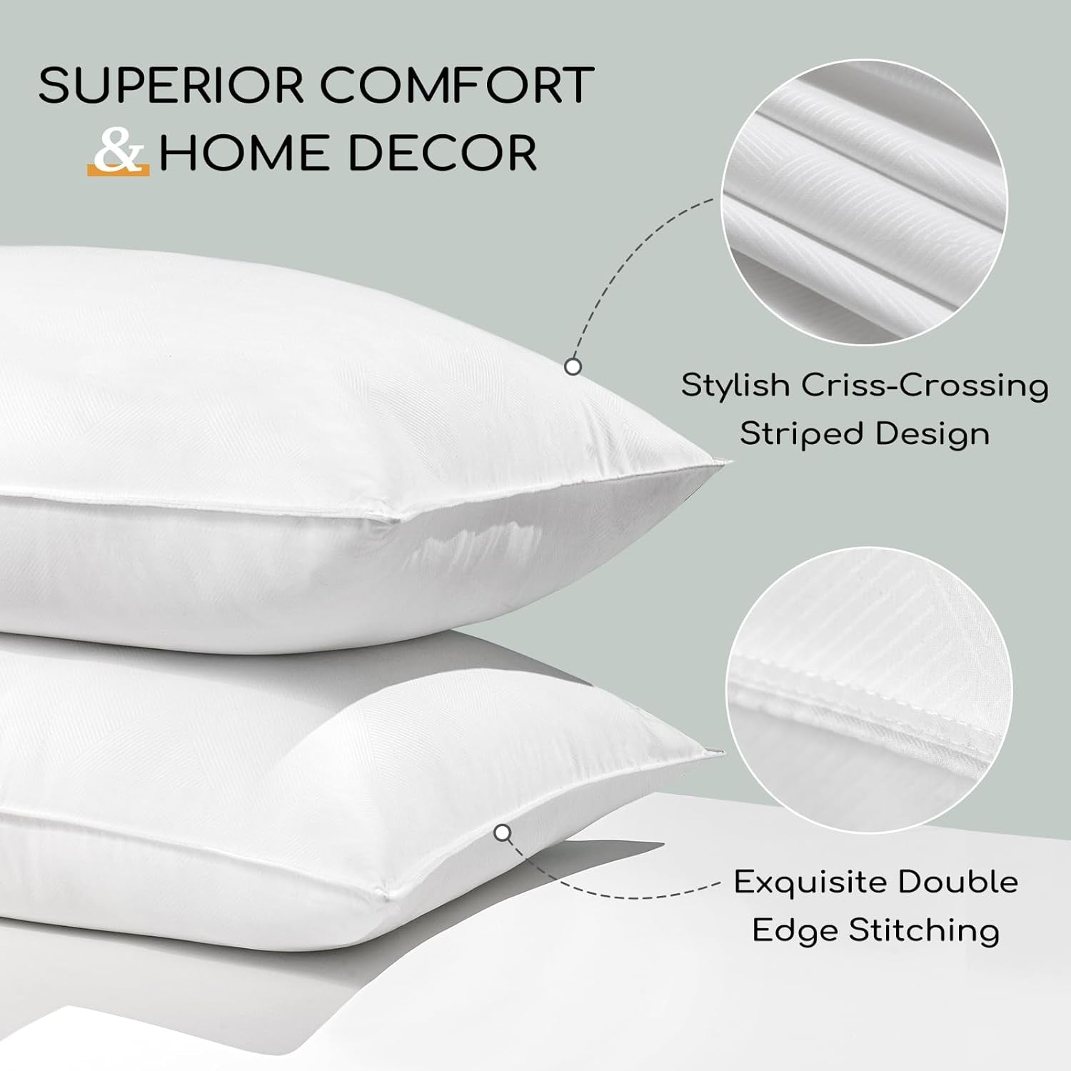 HARBOREST Almohada para Dormir, 2 Piezas, Felpa de Lujo, Almohada Alternativa, Buena para Dormir de Lado y Boca Arriba, Colección de Hotel, Almohada, Tamaño Estándar/Queen, 50,8 X 66 Cm Naty Shop Standard Pillows