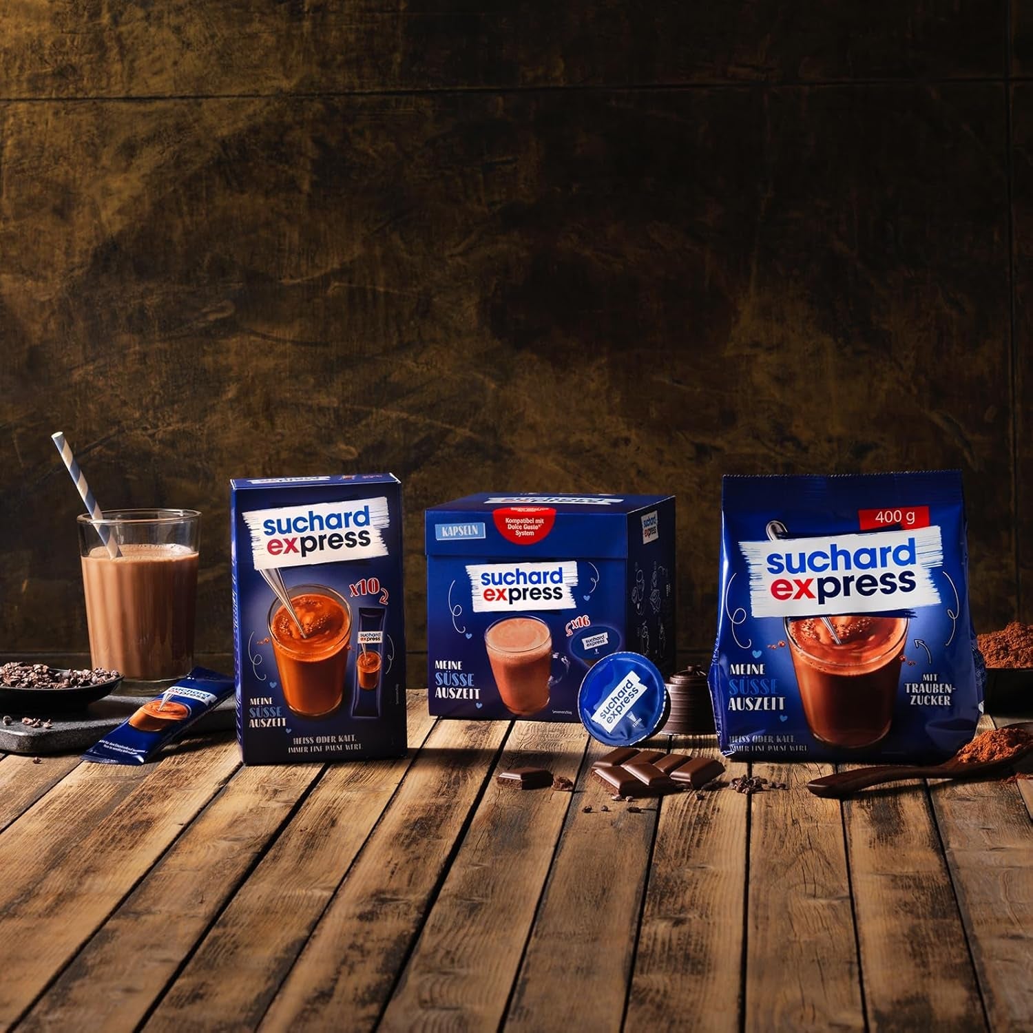 Suchard Express Kakao Cápsulas para Dolce Gusto, 3x 16 Cápsulas, compatibles con Máquina Nescafé Dolce Gusto, Cremige Trinkschokolade