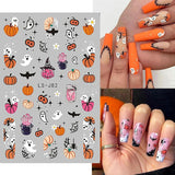 Nagelsticker Halloween, 8 Blätter Halloween Nagelsticker, Kürbis Nail Sticker, Nail Art, Nagel Charms, Nagel Zubehör, Nageldesign, Navidad (Typ A)