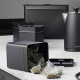 Salter BW12614EU7 Kuro Cajas de Almacenamiento - 4 Recipientes de Cocina Cajas Organizadoras Cuadradas para Pan/Té/Café/Azúcar Fácil de Limpiar Mantiene los Alimentos Frescos Negro Cajas de Almacenamiento de Alimentos Naty Shop