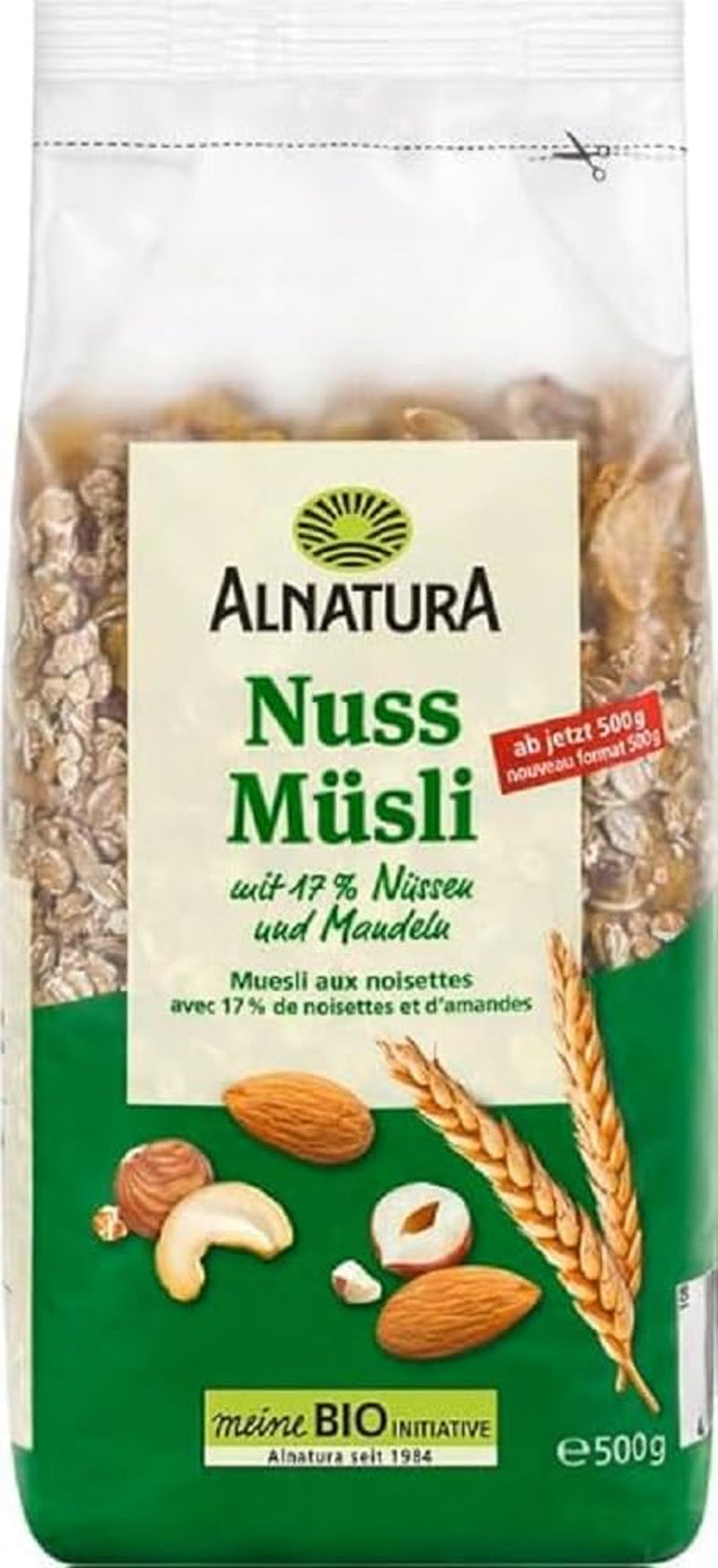 Bio Nuss Müsli Mit 17% Nüssen und Mandeln, 0,5 Kg Cereale Naty Título predeterminado de la tienda