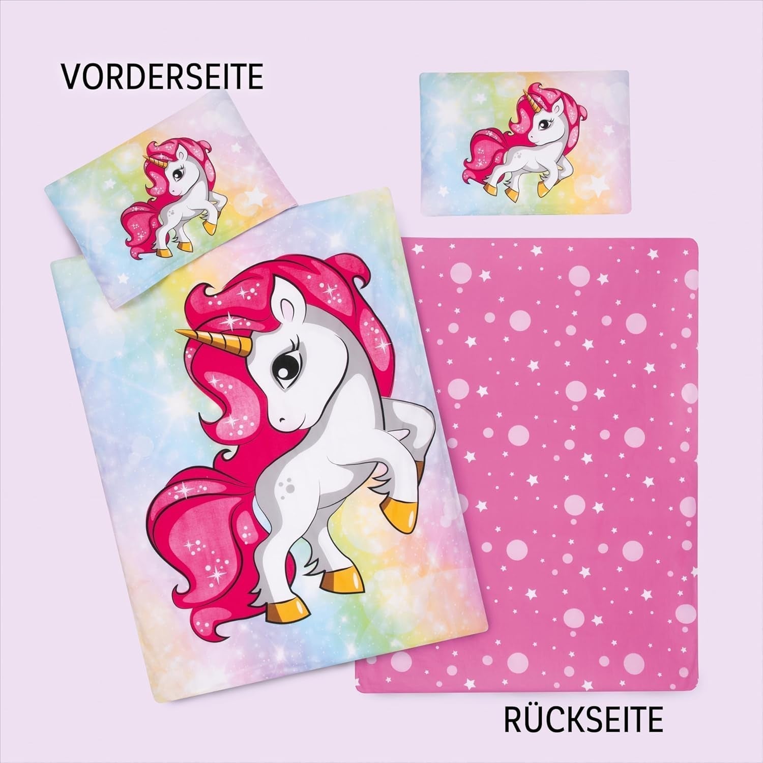 Ropa de cama para niña, Unicornio, 100 x 135 cm y 40 x 60 cm, algodón Ropa de cama - infantil Naty Shop