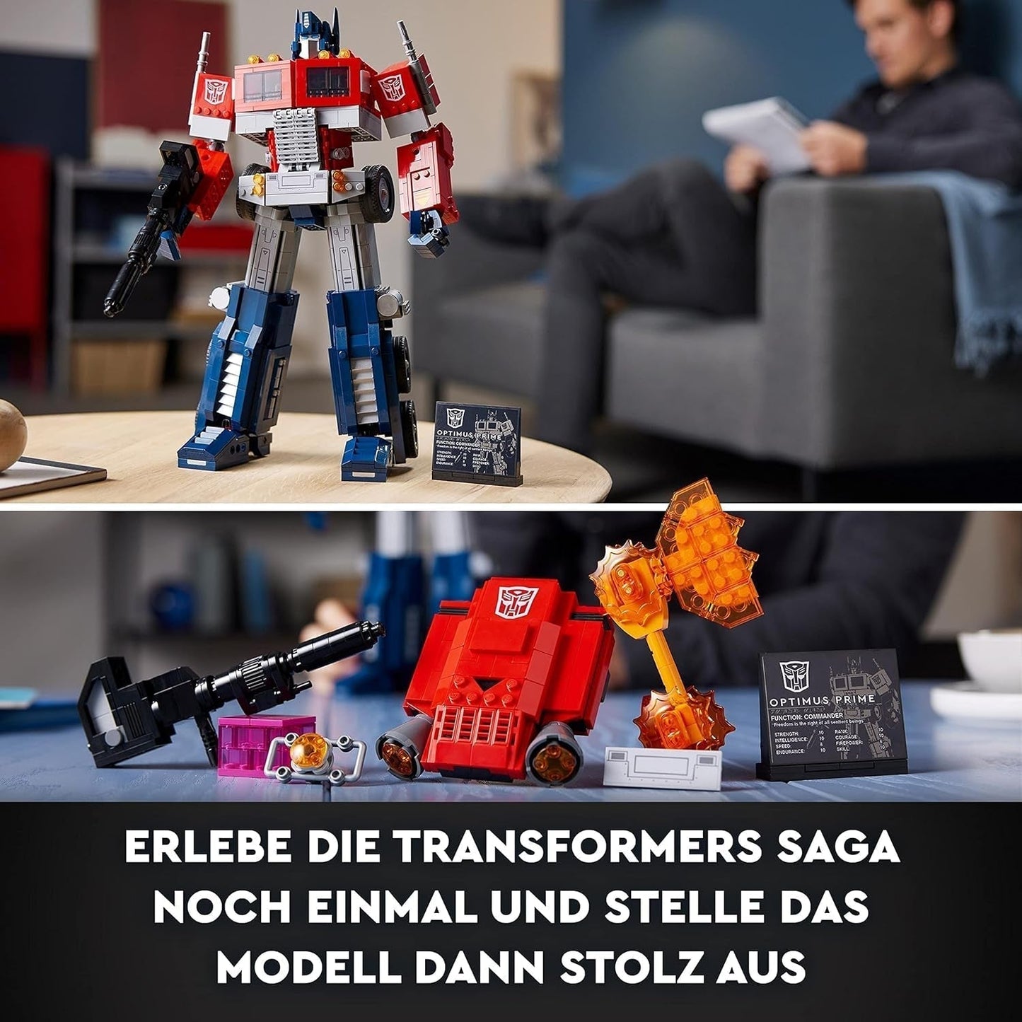 LEGO 10302 Icons Optimus Prime Set, Figura de Robot 2 en 1 y Modelo de Camión, Kit de Modelo de Juguete Transformers para Adultos, Regalo de Cumpleaños o Navidad para Hombres, Mujeres, Ella y Él Juegos de Construcción Besuche den LEGO-Store