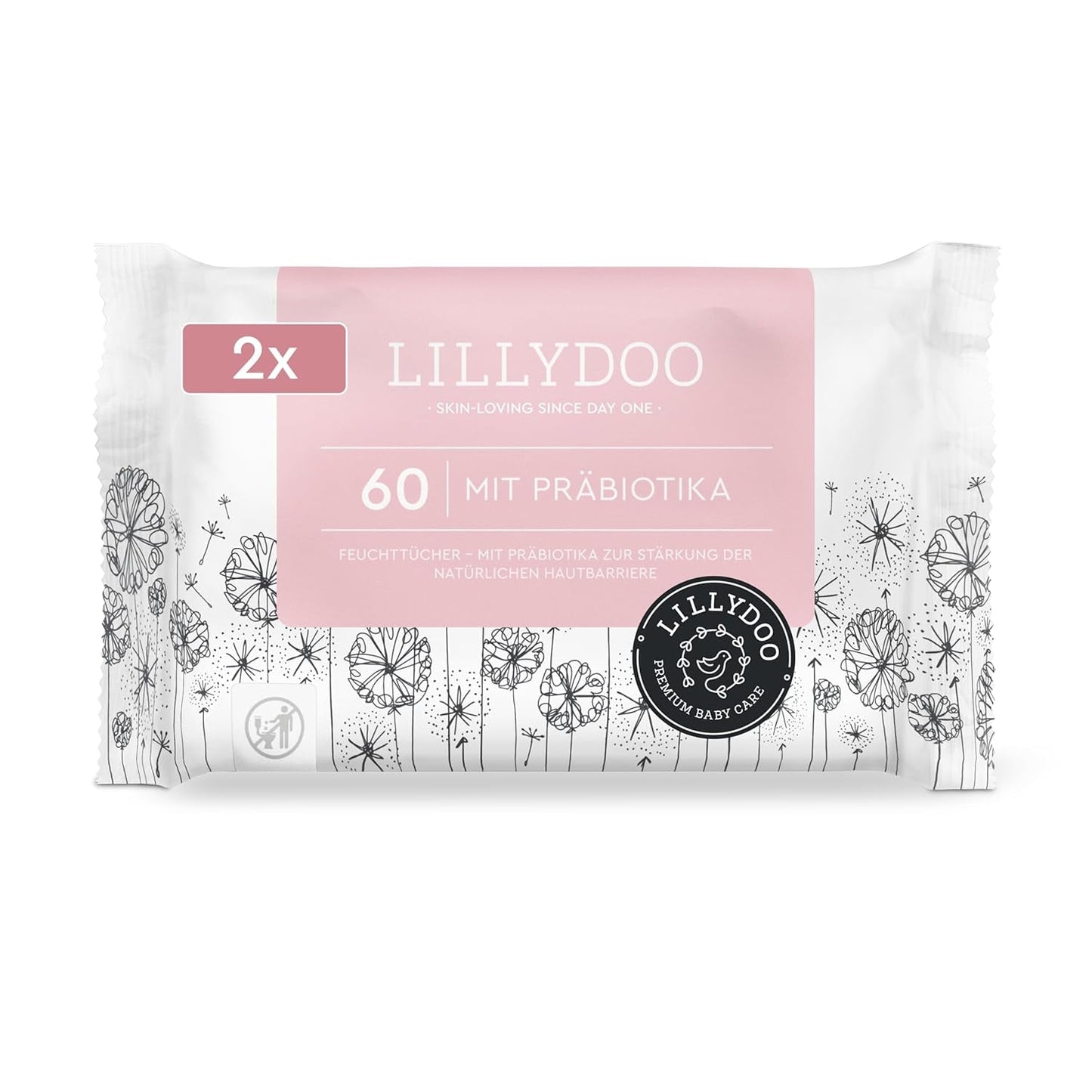 LILLYDOO Toallitas húmedas verdes, 600 unidades (10 x 60), toallitas 100 % libres de plástico, resistentes a desgarros, sin fragancia, suave y natural, limpieza suave para pieles sensibles, dermatológicamente probadas