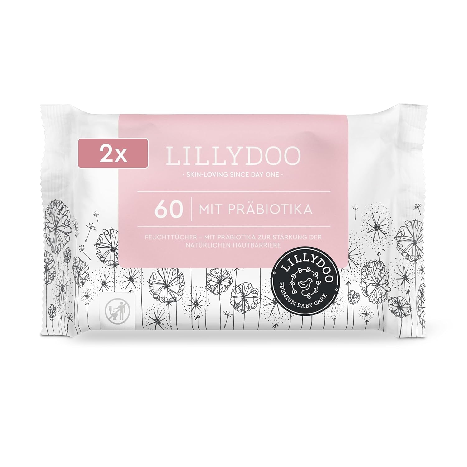 LILLYDOO Toallitas húmedas verdes, 600 unidades (10 x 60), toallitas 100 % libres de plástico, resistentes a desgarros, sin fragancia, suave y natural, limpieza suave para pieles sensibles, dermatológicamente probadas