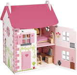 Janod - Casa de Muñecas Mademoiselle de Madera, 3 Pisos y 11 Accesorios, Réplica de Juguete, Desarrolla la Imaginación, A partir de 3 años, J06581, Rosa Naty Shop Casas de Muñecas Clásicas