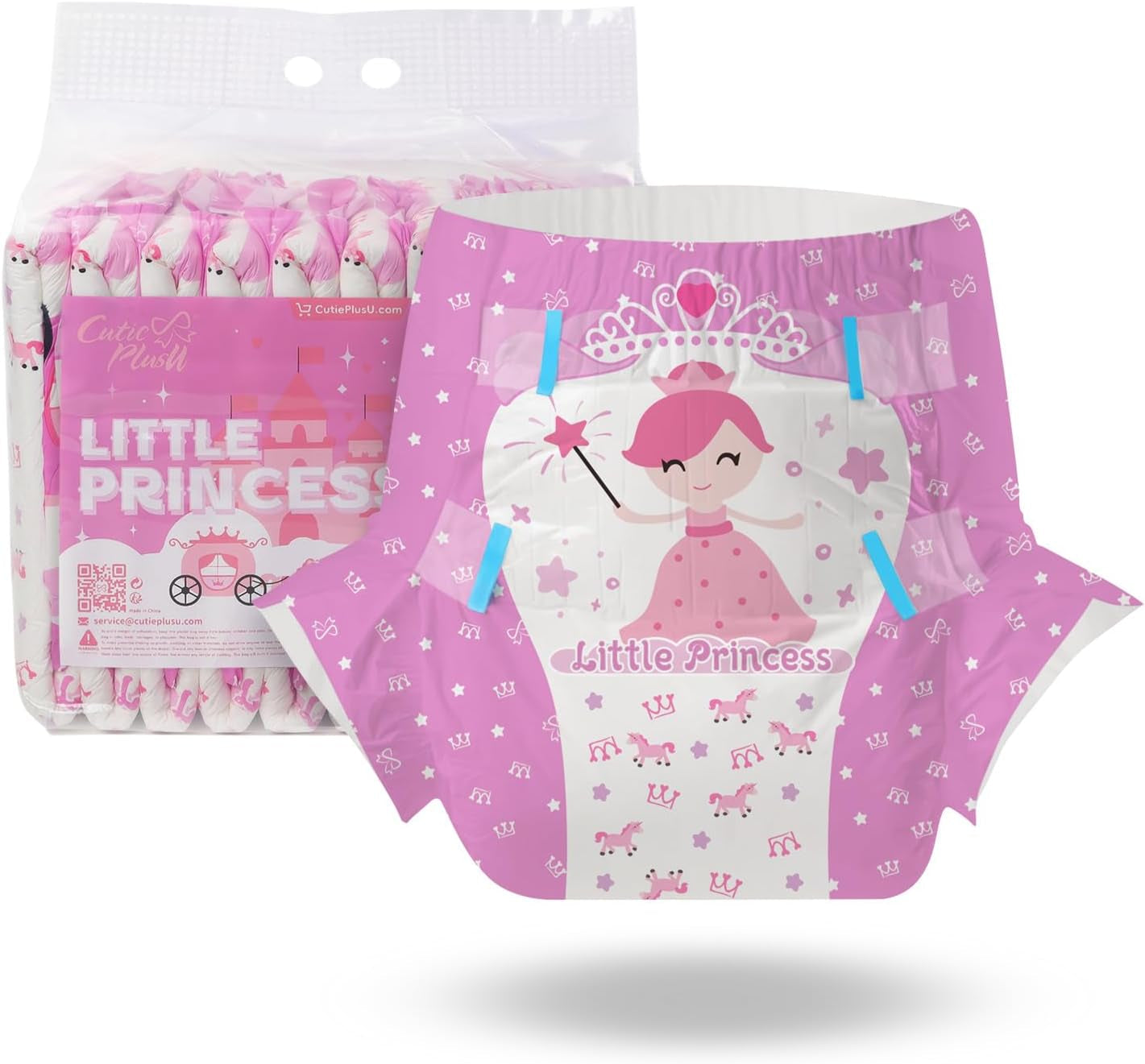 CutiePlusU Pañales para adultos, paquete de 10, pañales desechables para mujeres y hombres, máxima absorbencia durante la noche - I Love Summer (tamaño mediano 71-96 cm)