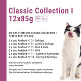 Catz Finefood Classic Collection Mixed Pack Comida Húmeda para Gatos - Comida húmeda gourmet para tu gato, sin cereales y sin azúcar, con alto contenido en carne, 24 sobres x 85g