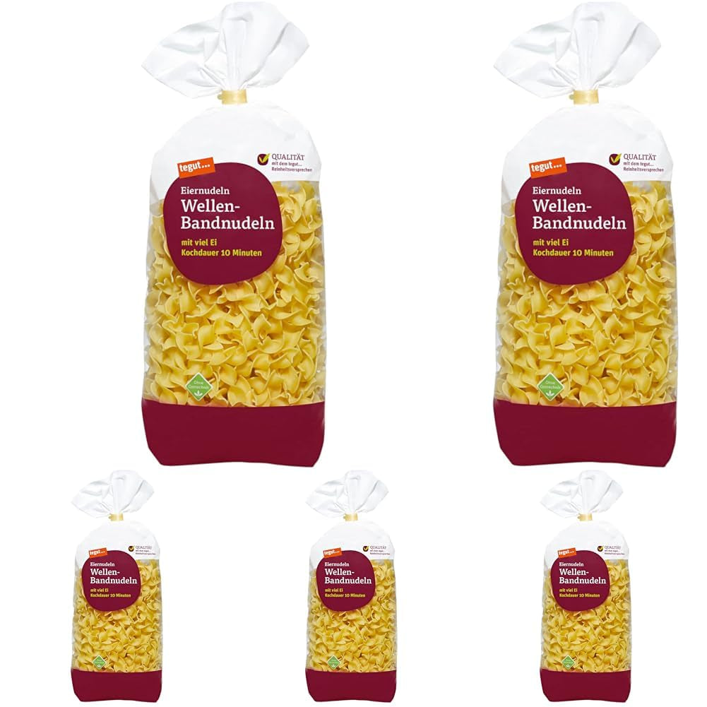 tegut... Fideos al huevo Waves - Fideos de cinta, 1 x 500 g
