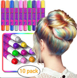 Desire Deluxe Tizas para el Cabello Regalos para Niñas, Tizas para el Cabello para Teñir el Cabello Juguetes para Navidad, 10 Bolígrafos de Tinte para el Cabello Lavables para Carnaval, 3 4 5 6 7 8 9 11 Años Naty Shop