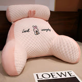 Almohada de lectura con reposabrazos, cojín trasero para cama, sofá, cojín trasero extra grande para lectura para adultos con rollo para el cuello desmontable (terciopelo rosa, 70 * 50 cm)