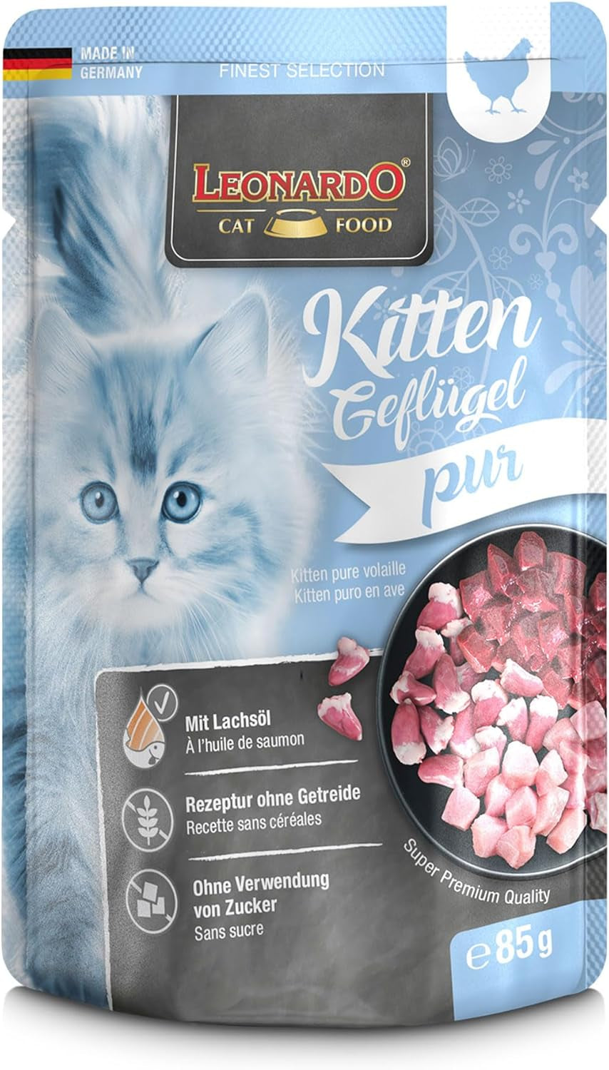 LEONARDO Fresh Bags [16 x 85 g de comida húmeda para gatos, sin cereales] | Comida húmeda completa en sobres individuales