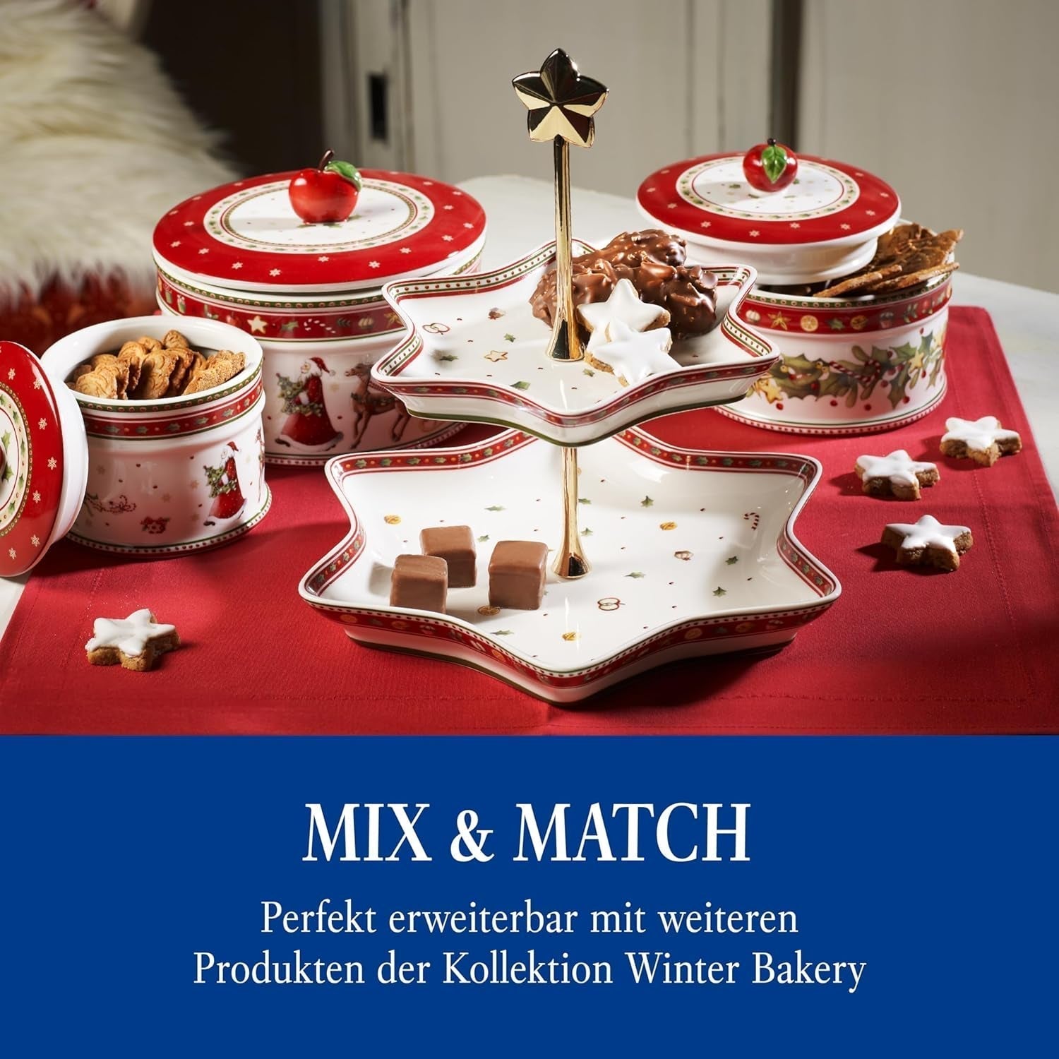 Villeroy & Boch - Winter Bakery Delight Caja pequeña para guardar galletas, Caja navideña de cerámica para galletas, Caja navideña, Caja para galletas, Caja para galletas, Caja de cerámica con tapa, Caja para dulces, Cajas para guardar alimentos de porcelana premium Naty Shop