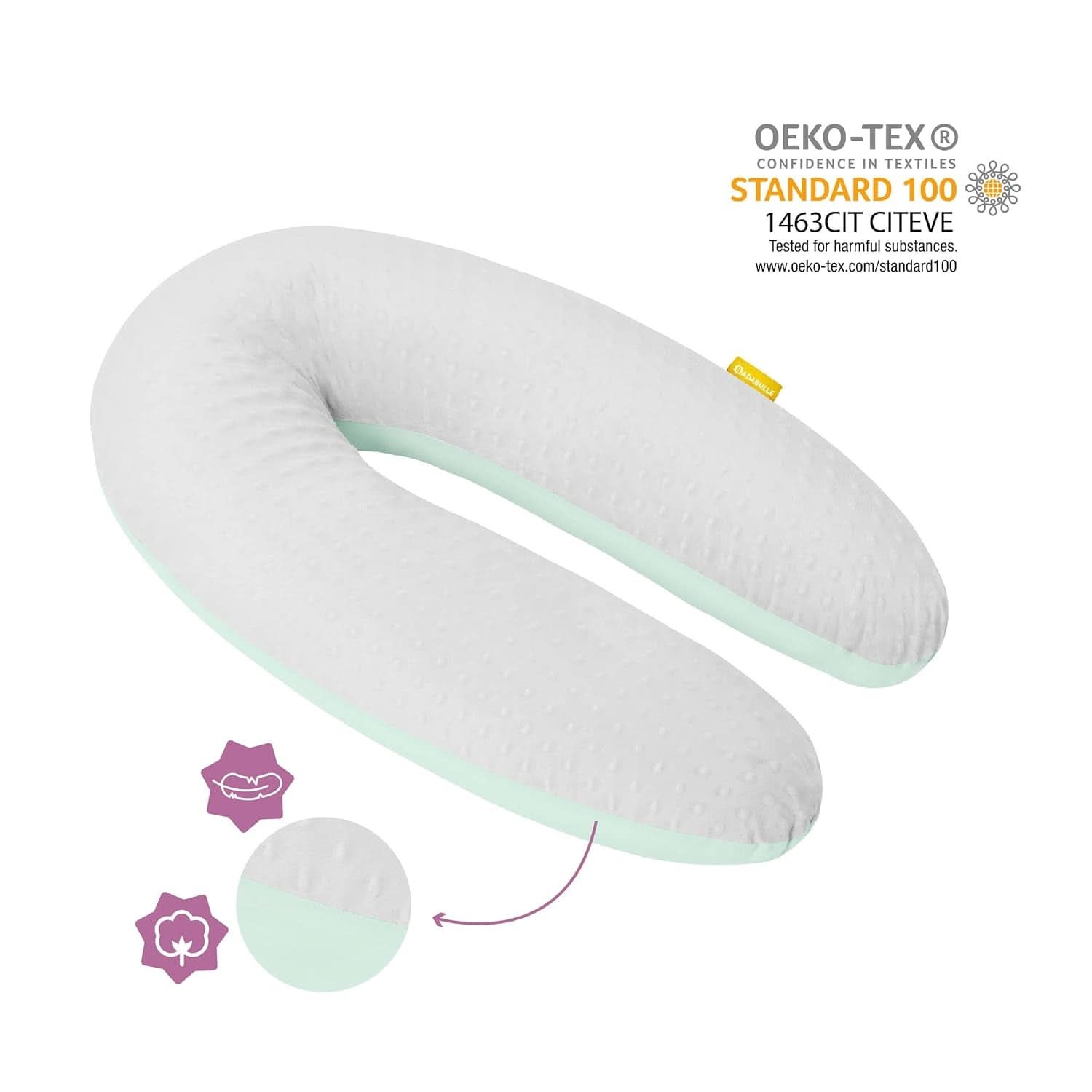Badabulle Almohada de lactancia y almohada mullida de embarazo, 150 cm, incluye funda, forma ergonómica Accesorios Alimentación y Lactancia Bebe Naty Shop