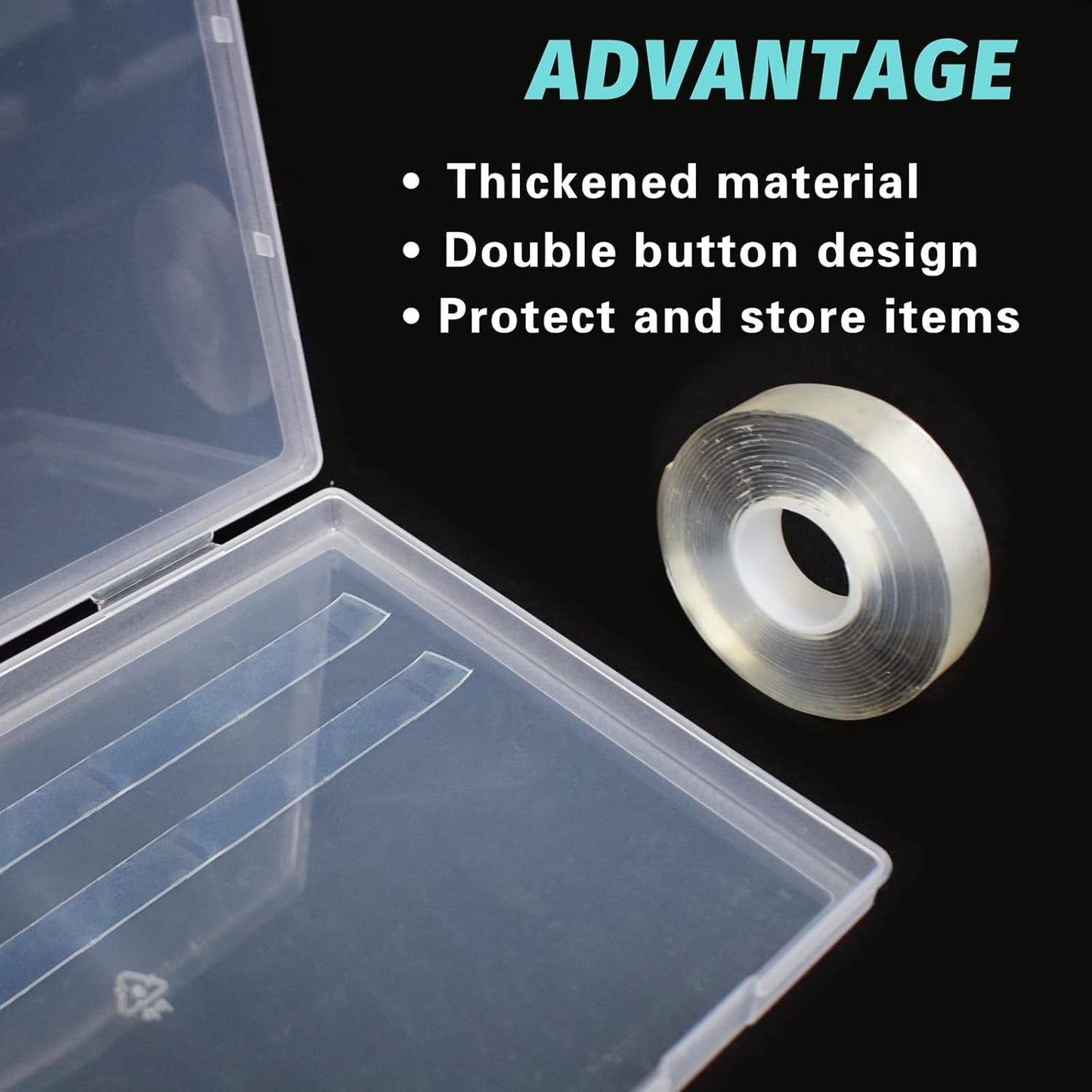 2 uds 30cm cinta adhesiva de doble cara caja de almacenamiento de uñas artificiales caja rectangular transparente cajas de embalaje de plástico contenedor de puntas de uñas uñas artificiales 21,8x15,5 cm