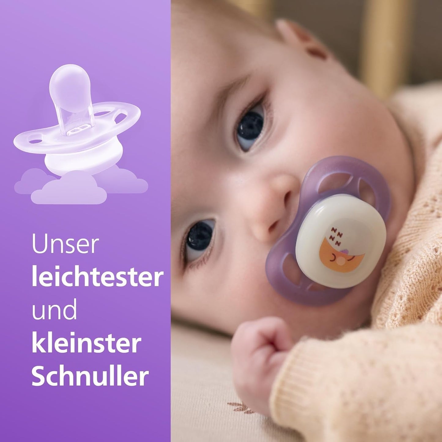 Philips AVENT Chupete nocturno Ultra Start, Chupete ortodóntico para recién nacidos, Brilla en la oscuridad, Sin BPA, con contenedor de esterilización, Paquete doble, Luna, Estrella, SCF075/07