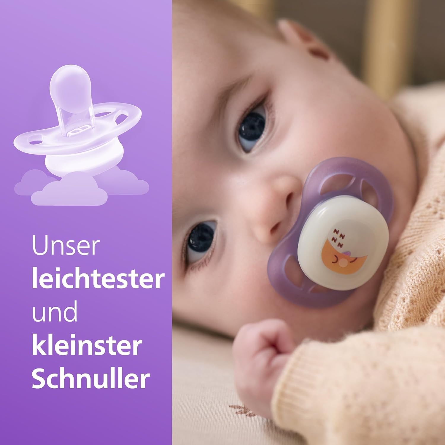 Philips AVENT Chupete nocturno Ultra Start, Chupete ortodóntico para recién nacidos, Brilla en la oscuridad, Sin BPA, con contenedor de esterilización, Paquete doble, Luna, Estrella, SCF075/07