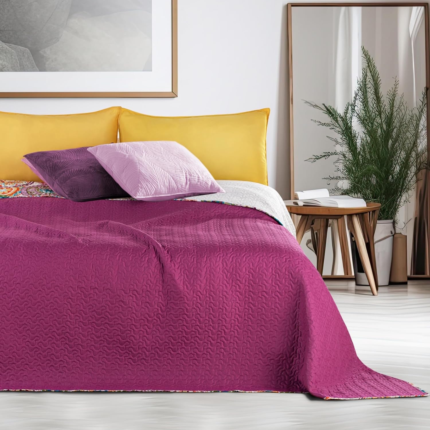 Decoking 12222 Colcha 200x220 cm rosa violeta color blanco antracita colcha dos caras color rosa blanco violeta acolchado bibi camas y mantas besuche den decoking-store