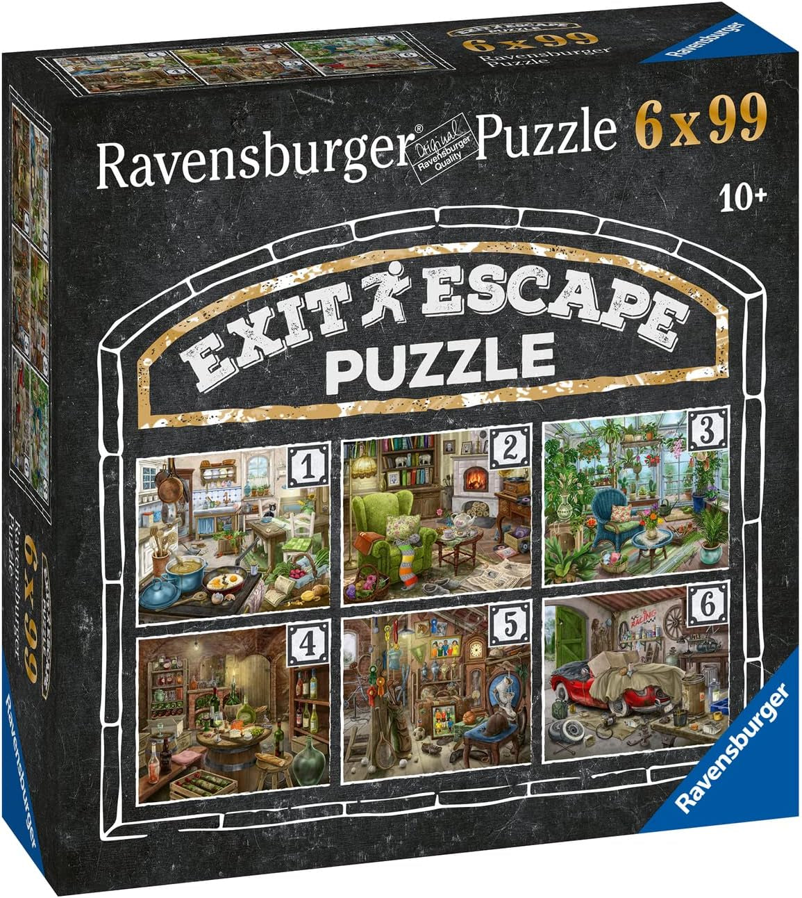 Ravensburger EXIT Puzzle - The Ghostly Manor House - Puzzle 6X de 99 piezas para adultos y niños a partir de 10 años amantes de los puzzles Puzzle Naty Shop