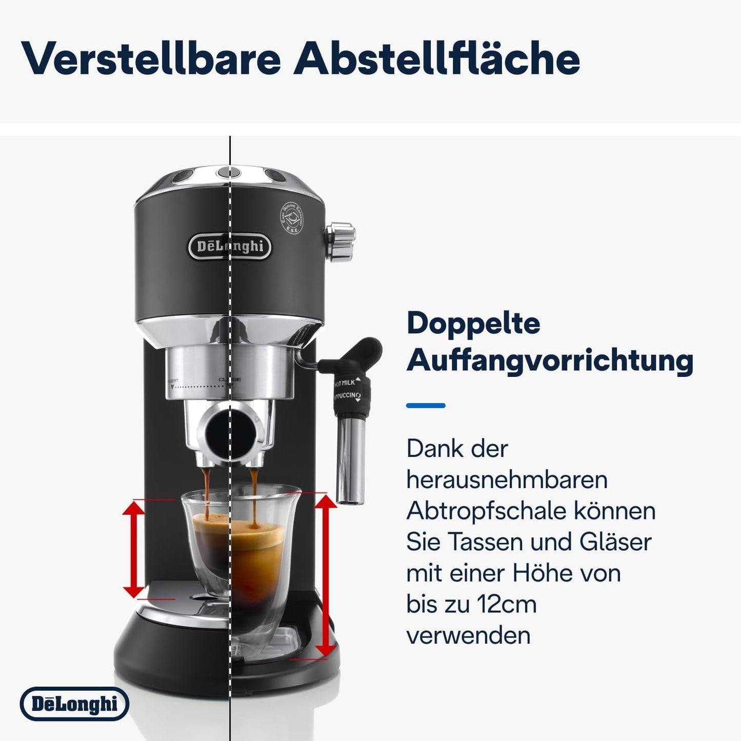 De'Longhi Dedica Style EC 685.B - Cafetera espresso con portafiltro, cafetera espresso con espumador de leche profesional, sólo 15 cm de ancho, para café molido o cápsulas ESE, depósito de agua de 1 l, negro