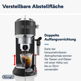 De'Longhi Dedica Style EC 685.B - Cafetera espresso con portafiltro, cafetera espresso con espumador de leche profesional, sólo 15 cm de ancho, para café molido o cápsulas ESE, depósito de agua de 1 l, negro