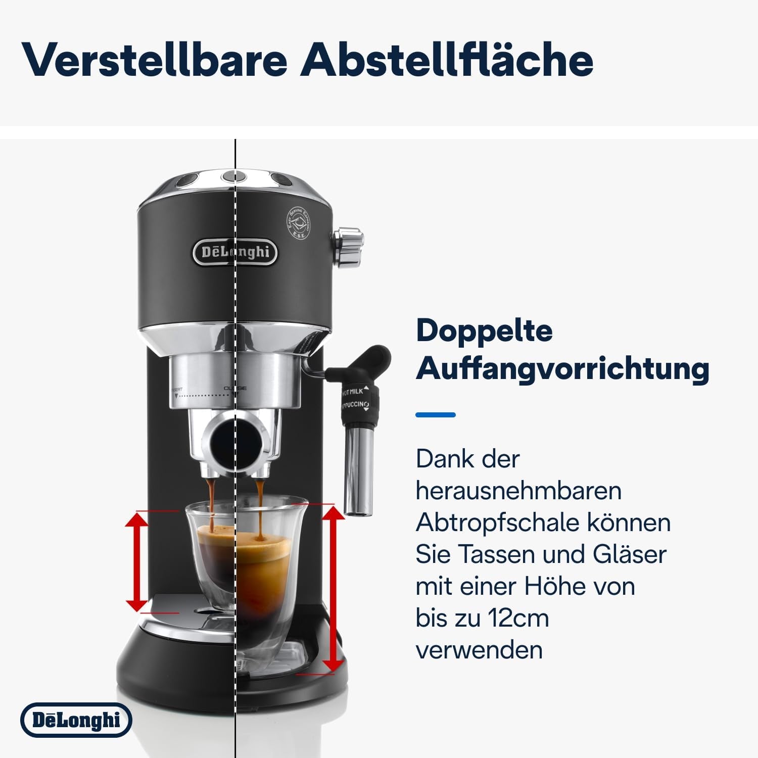 De'Longhi Dedica Style EC 685.B - Cafetera espresso con portafiltro, cafetera espresso con espumador de leche profesional, sólo 15 cm de ancho, para café molido o cápsulas ESE, depósito de agua de 1 l, negro