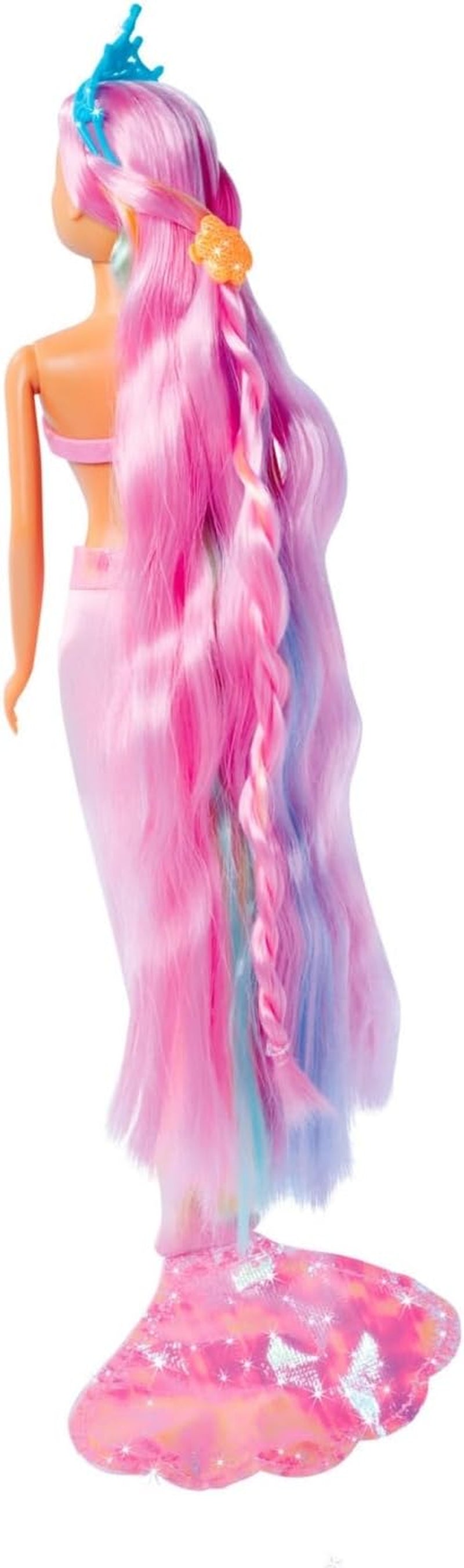 Simba 105733610 - Steffi Love Rainbow Mermaid, muñeca fashion sirena arcoíris con pelo de colores, pinzas para el pelo, peine y aleta desmontable, muñeca de juego 29 cm, a partir de 3 años