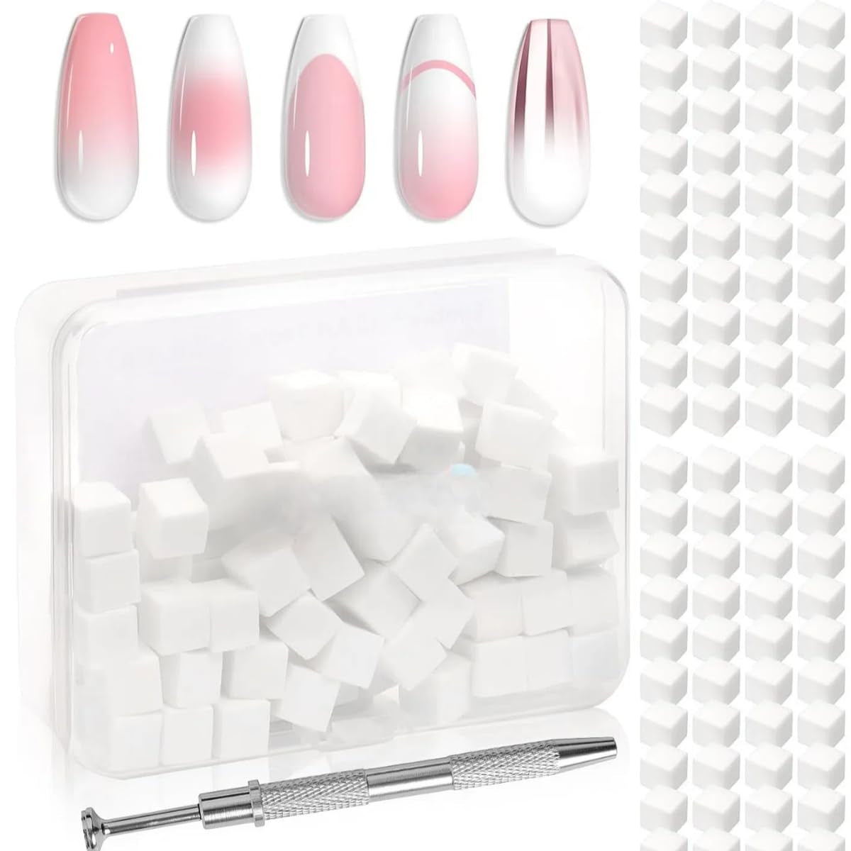 125 Nail Art Schwämme y 4 Krallen Nail Sponge Metallgreifer para Ombre y gradiente Nageldesign, Nagelkunst-Schwamm Pinsel, Maniküre Zubehör para Nägel, Nail Art Schwämme para Babyboomer Effekte DIY