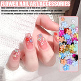 Encantos de uñas de flores 3D, 12 rejillas de resina acrílica, flores y cuentas de plata dorada, uñas de gel de flores, decoraciones de uñas de flores para mujeres y niñas, accesorios de manicura DIY