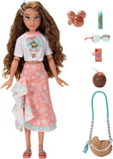 Muñeca Vaiana con accesorios, 29cm, 13 puntos de articulación, licencia oficial de Jakks Pacific. ¡Completo con accesorios combinables y un brillante anillo de Mickey!