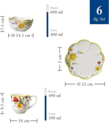 Villeroy & Boch - Set de desayuno Spring Awakening para 2, 6 piezas, Vajilla de Pascua, Desayuno, Pascua, Servicio de café, Vajilla de primavera, Porcelana