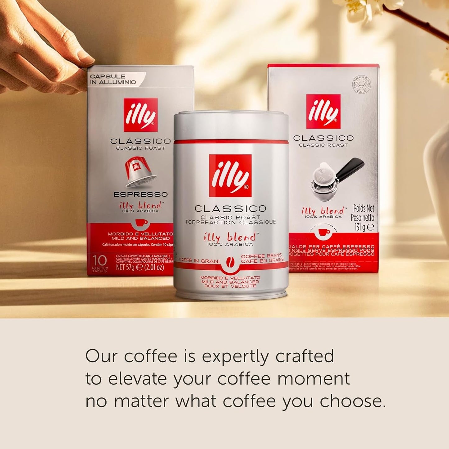illy, Kaffee E.S.E. Pads Einzeldosis CLASSICO, 100% Arábica con Noten von Orangenblüten und Jasmin, Sanfter Gesmack und Süßer Nachgeschmack, 1 paquete con 18 cápsulas compostierbaren