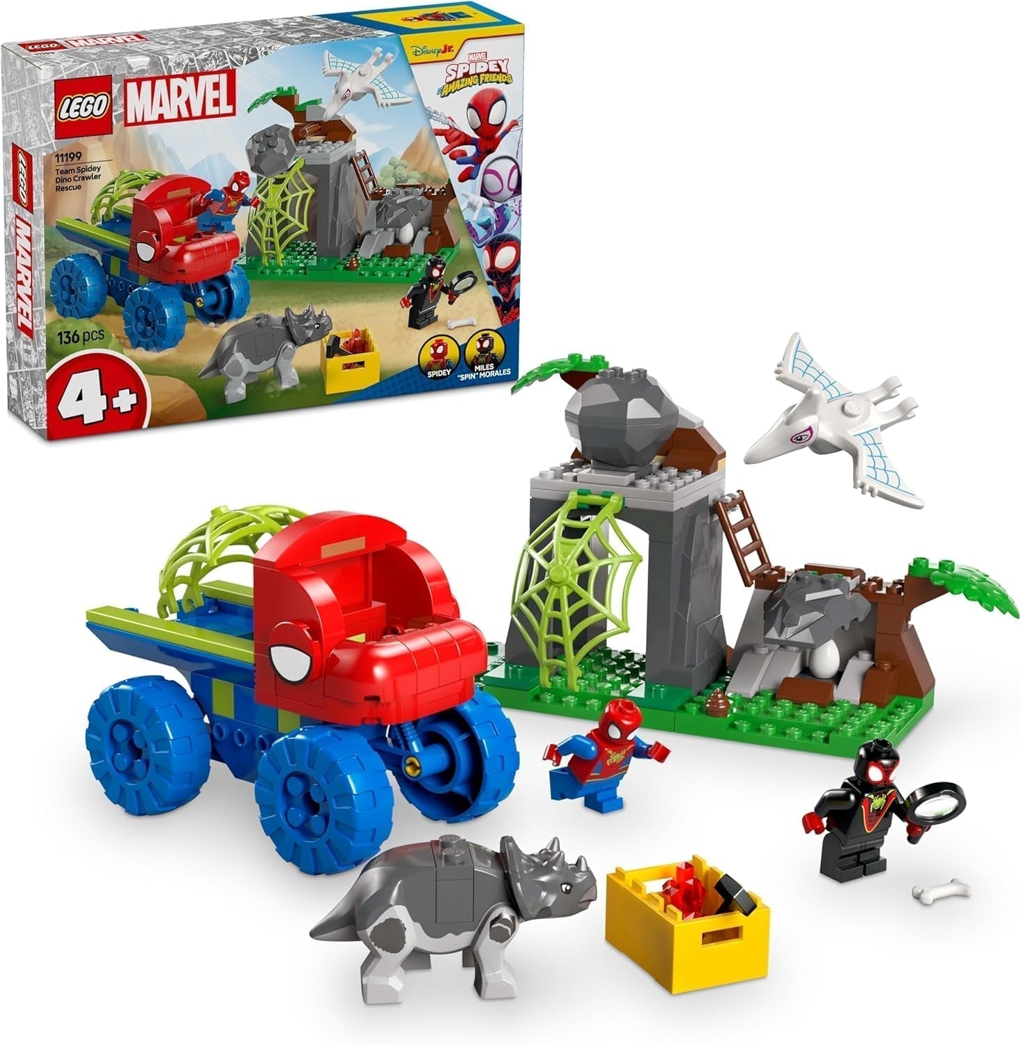 LEGO Marvel Equipo de Spidey en una misión de rescate en el Dino Truck Coche de superhéroes para construir Juego de aventuras de juguete para niños mayores de 4 años Spidey y sus súper amigos 11199 Juegos de construcción Besuche den LEGO-Store Default Title
