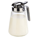 APS 765 Taza universal, taza de vidrio con tapón de rosca de acero inoxidable, taza para servir miel, crema de café u otros líquidos, 8,5 x 12 cm, 13 cm de alto