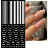 12 hojas de pegatinas autoadhesivas para uñas con líneas de brillo láser, pegatinas holográficas, pegatinas para uñas con rayas de bronce, líneas francesas, lazos curvos, líneas onduladas, pegatinas para uñas, accesorios para decoración de uñas