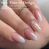 Juego de Uñas Postizas - 240 Piezas Uñas Postizas Francesas Pegamento - Diseño Degradado Blanco Rosa Uñas Artificiales Cubierta Completa Gel Suave Natural y Cómodo de Usar (Almendra Rosa)
