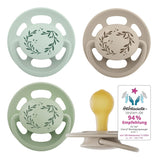 nip - Verde cereza | 0-6 meses | Paquete de 4 | Chupete para bebé, apto para lactancia y dentición. Chupete sostenible, elaborado con materias primas naturales, verde claro/marrón