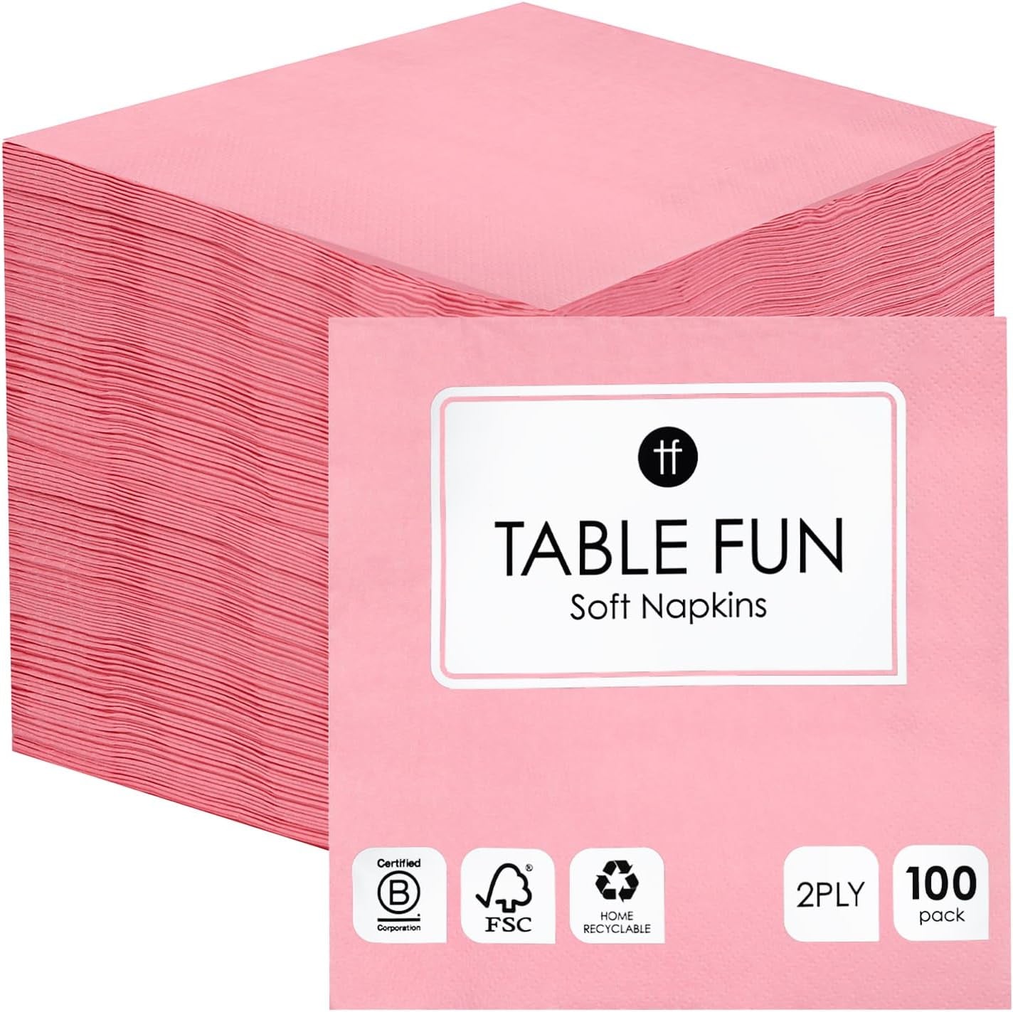 Table Kind 100 Servilletas Suaves Blancas a Granel, Servilletas de Alta Calidad para Fiesta, Catering y Uso Diario, FSC, Sostenibles y Reciclables, Fabricadas en la UE | 2 capas | 33cm