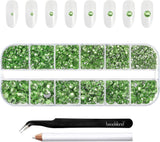 Beadsland 2500 piezas de piedras de cristal para decoración de uñas con parte trasera plana, piedras preciosas para trabajos manuales de 8 tamaños SS4 ~ SS30 con pinzas y puntas (Kristall Weiss)