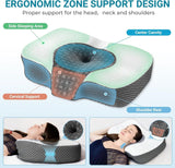 Elviros Almohada ortopédica de espuma viscoelástica Almohada para el dolor de cuello Almohada para dormir Almohada cervical ergonómica Almohada de apoyo para el cuello Almohada antirronquidos para personas que duermen de lado boca abajo Almohadas ortopédicas cervicales blancas Naty Shop