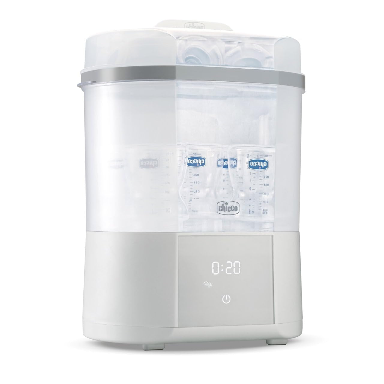 Chicco Esterilizador Modular con Función de Secado, Esterilizador de Biberones, Mordedor y Chupete con Auto-Stop, Apto para Microondas, Apto para esterilizar hasta 6 biberones de 330ml
