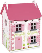Janod Mademoiselle Casa de muñecas de madera de 3 pisos con 11 accesorios, réplica de juguete, desarrolla la imaginación, a partir de 3 años, J06581