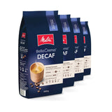Melitta BellaCrema Café en grano descafeinado 4 x 1 kg Café en grano sin moler para máquinas de café automáticas Descafeinado Tostado ligero Tostado alemán 3 concentraciones