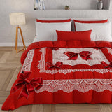 PETTI Artigiani Italiani - Edredón de invierno, Edredón de invierno, Edredón sencillo, Doble cara, Monocolor e impresión digital, 100% microfibra antialérgica, Made in Italy Edredones y edredones Naty Shop Cinta roja 160 X 190 Cm