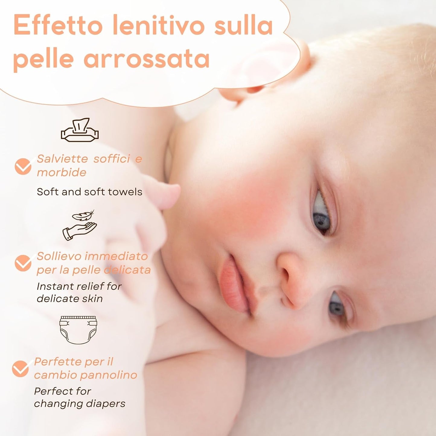 Toallitas para bebés con talco para pieles sensibles, sin alcohol, respetuosas con la piel, pH 5,5, ligeramente perfumadas, 1200 unidades (paquete de 12)