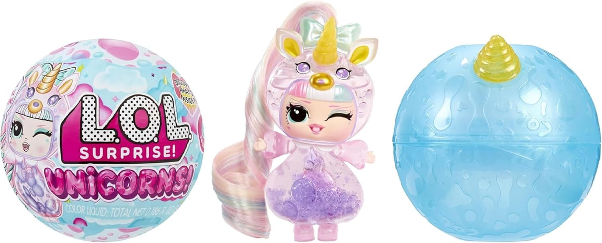 Jajaja ¡Sorpresa! Unicorns Tots: incluye 1 muñeco con cuerpo transparente y efecto lámpara de lava, empaque blindado, 8 muñecos coleccionables con 2 mezclas de colores, para edades de 4 años en adelante
