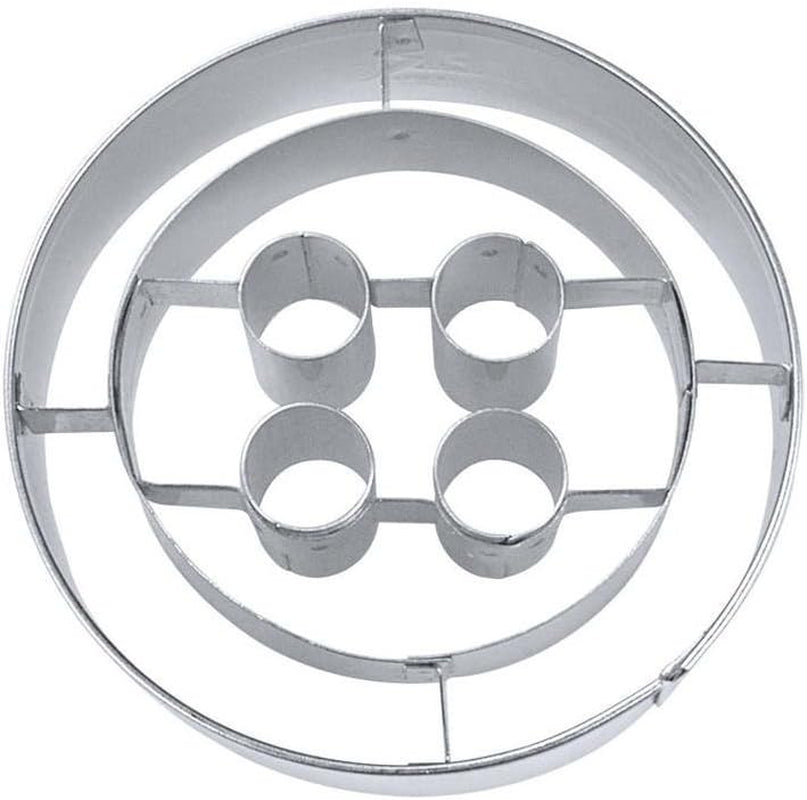 Galletas con botones en relieve en forma de casa, acero inoxidable, plata, 5 cm