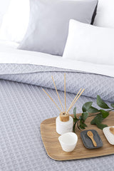 Todocama Fine Boutique Colcha con estampado de piqué, para primavera, verano, otoño e invierno, 100% microfibra súper suave, manta multifuncional, 140/150/160-250 X 260 cm, gris claro Camas y Mantas Beuche den Todocama-Store